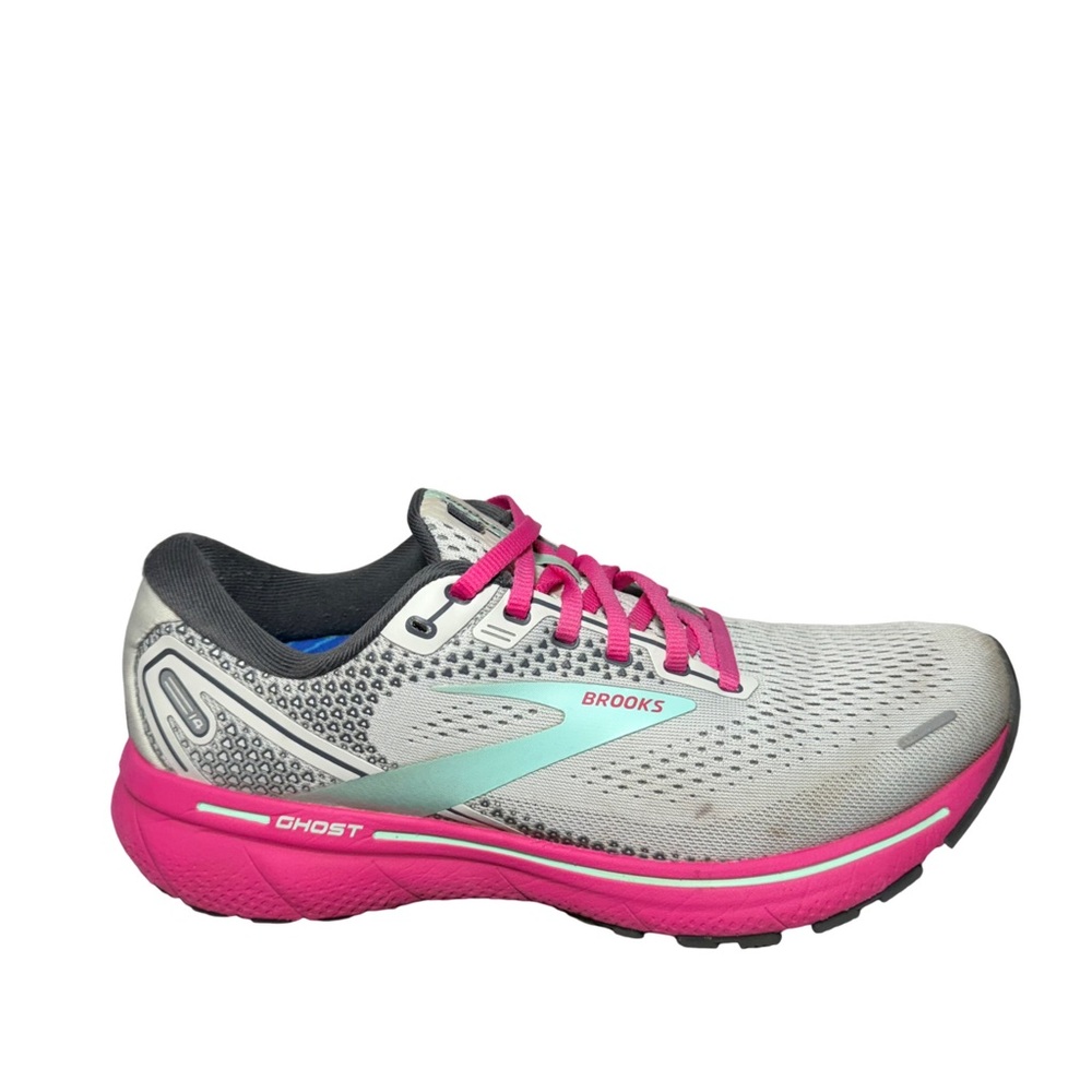 Brooks Ghost Women's Running Shoe - Gray, Pink, Teal